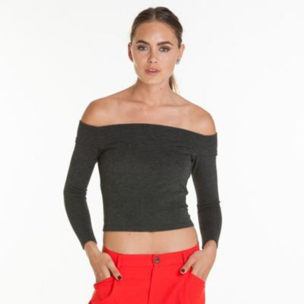 NWTOBEY  Sierra Women's Crop Top, Heather Black XS